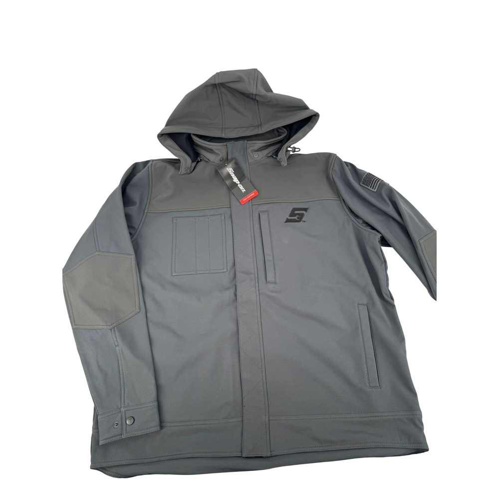Snap-on Softshell Jacket Mens XL Gray Hooded Fleece Lined Workwear Coat New 2022